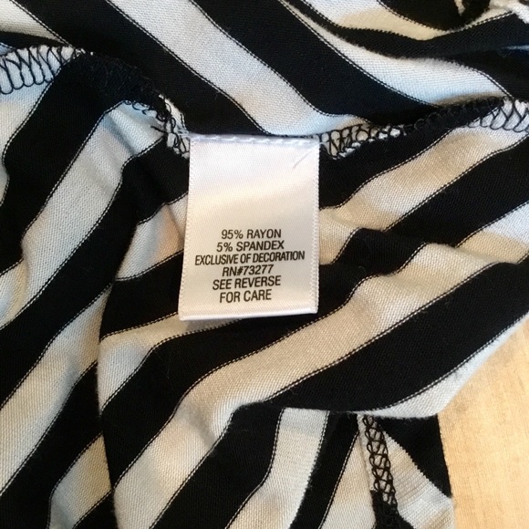 💰ELLE Peplum Black White Stripe Short Sleeve Top - Picture 7 of 8